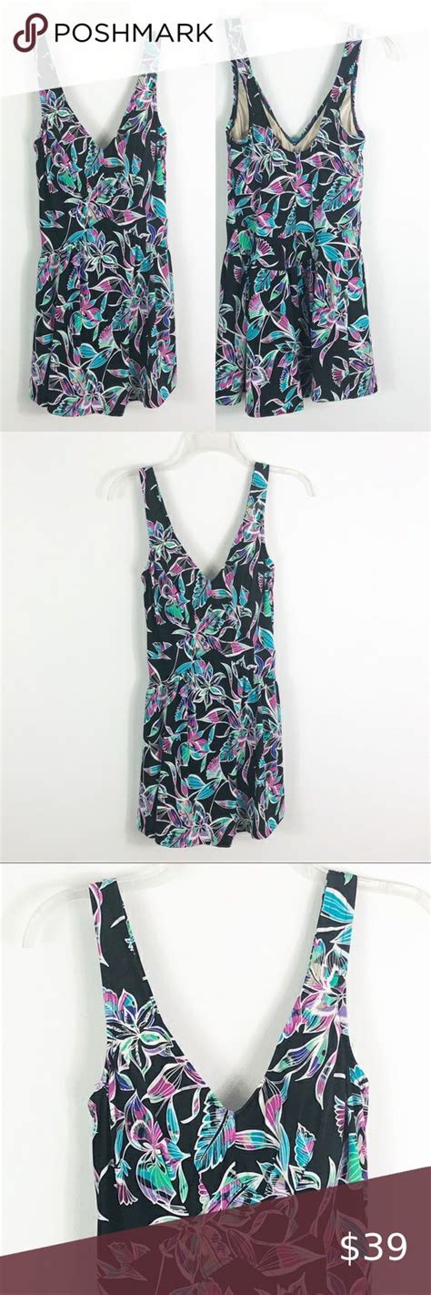 Maxine Of Hollywood Azul Swimsuit Swim Dress 14 Hawaiian Print Maxine