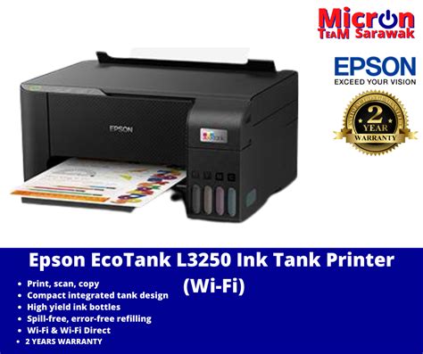 Epson Ecotank L3250 A4 Wi Fi All In One Ink Tank Printer