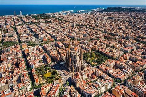 Sagrada Familia And Barcelona From The Sky Spain By