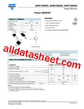 SIHF12N50C Datasheet PDF Vishay Siliconix