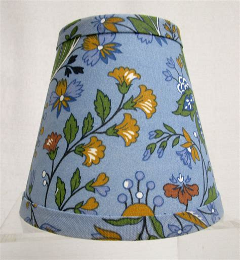 Lamp Shade Chandelier Clip On Blue Garden Flowers Charme Rustique