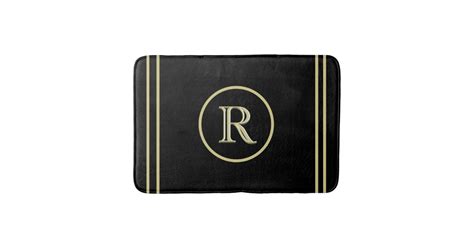 Elegant Chic Black And Gold Custom Monogram Bath Mat Zazzle