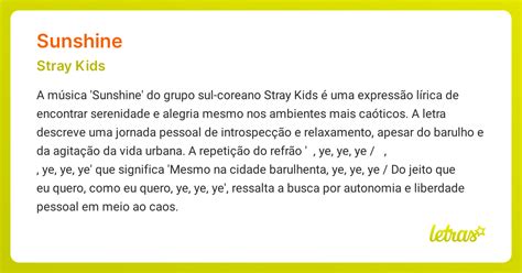 Significado Da Música Sunshine Stray Kids Letrasmusbr