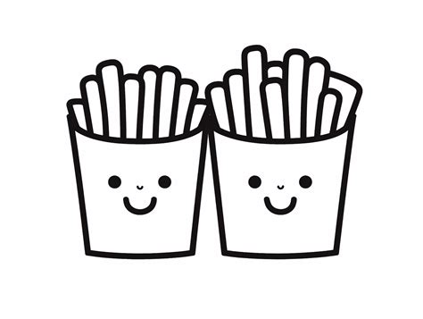 French Fries Outline For Coloring Coloring Page