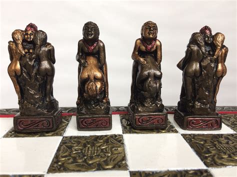 Beautiful Hand Made Erotic Chess Set In Bronze And Silver Etsy