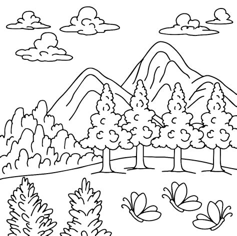 Free Landscape Nature Coloring Page Free Printable Coloring Pages