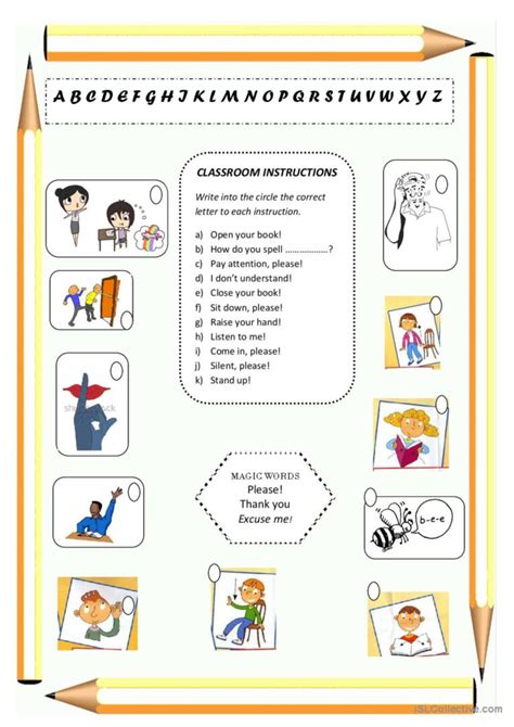 Classroom Instructions English Esl Worksheets Pdf And Doc