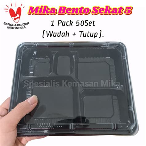 Jual Mika Bento Sekat 5 Tray Bento Box Bento Hitam Jakarta