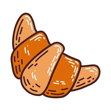 Premium Vector Tasty Croissant In Doodle Style With Hatching On White