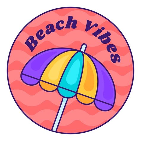 Premium Vector Cartoon Round Sticker Beach Vibes