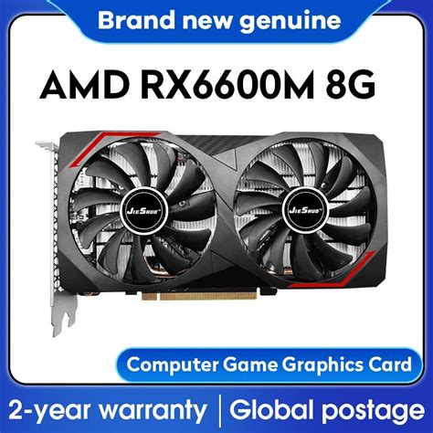 Jieshuo 100 nova placa gráfica rx 6600m 8gb gpu gddr6 128 bit 14 gbps