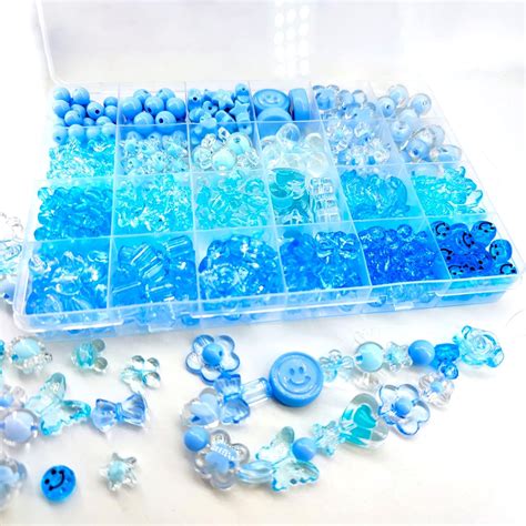 Amazon Pcs Blue Acrylic Assorted Beads Flower Heart Star