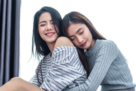 Premium Photo Two Asian Lesbian Hug And Embracing In Bedroom Couple And Beauty Concept