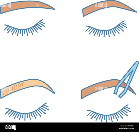 Cejas Conformación De Iconos De Colores Recto Y Cejas Arqueadas De