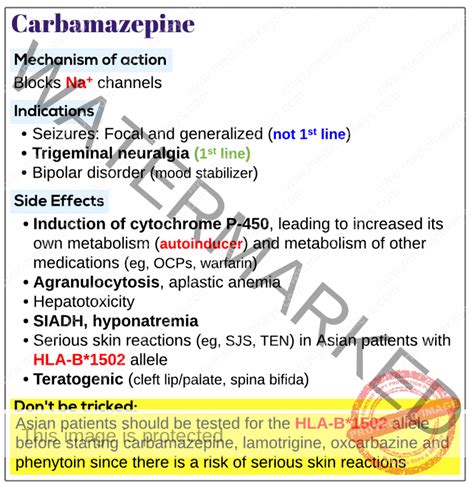 Carbamazepine Medicine Keys For Mrcps