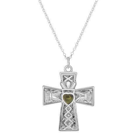 CONNEMARA MARBLE STERLING CLADDAGH CROSS PENDANT Irish Crossroads