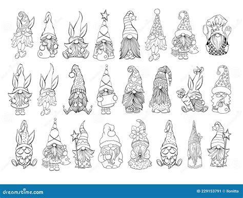 Gnomes Vector Bundle Collection On Santa Hat Gnomes Easter And