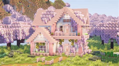 Minecraft How To Build A Cute Cherry Blossom House Tutorial Youtube