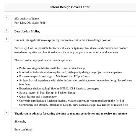 Intern Design Cover Letter Velvet Jobs