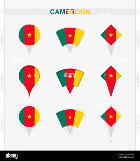 Cameroon Flag Set Of Location Pin Icons Of Cameroon Flag Vector