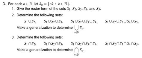 Solved For Each N∈n Let Sn {nk K∈n} 1 Give The Roster