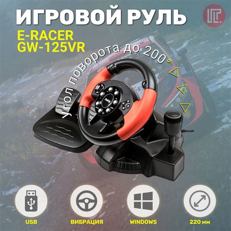 Руль DIALOG GW-125VR E-Racer - эф.вибрации, 2 педали, рычаг ПП, PC USB ...