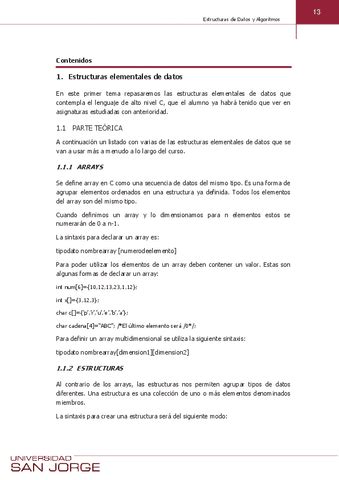 Tema 1 Estructuras Elementales De Datos Pdf