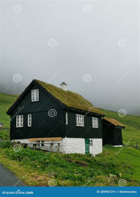 Typical Wooden House Build on the Faroe Islands with the Grass Roof, Vágar, Faroe Islands Stock ...