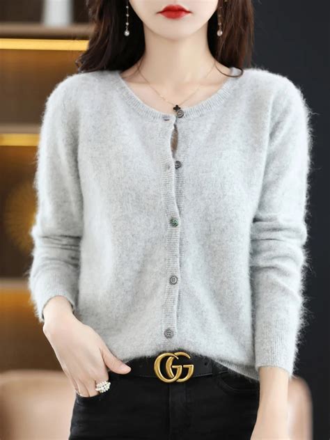 Lhzsyy Cardigan Feminino Super Quente Puro Vison Cashmere Su Teres O