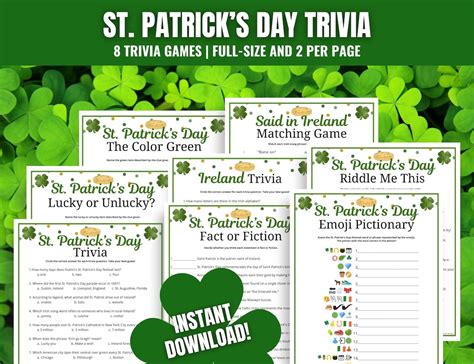 St Patricks Day Trivia Bundle Fun St Patricks Day Questions And