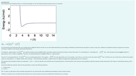 Solved Part B At Which Distance Rmin Is The Potential Chegg