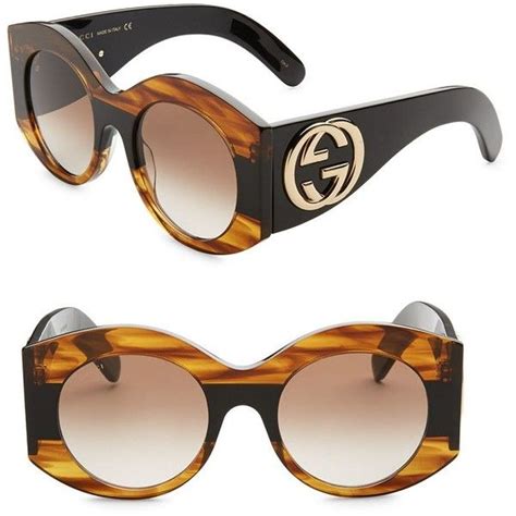 Gucci Tortoise Shell Striped Round Sunglasses 455 Liked On Polyvore Featuring Accessories