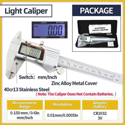 MICROMETRE Box Light Caliper Pied à Coulisse en métal avec indicateur