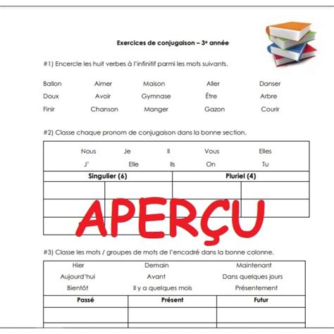 Conjugaison 3e Année Exercices Partie 1