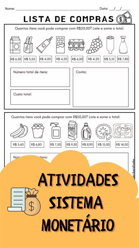 Sistema Monetario Atividade 3 Ano - Atividade de matemática sistema monetário 2º e 3º ano – Artofit