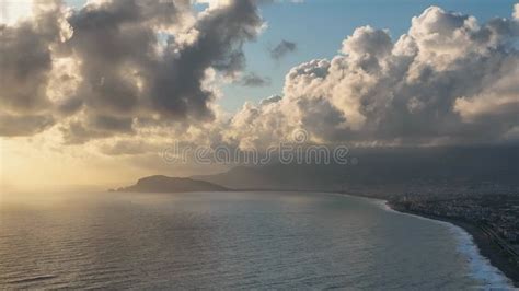 Storm At Sea At Sunset Aerial View 4 K Stock Footage Video Of Evening