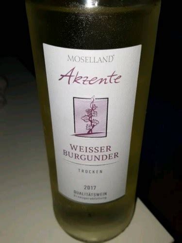 Moselland Akzente Weisser Burgunder Trocken Vivino US