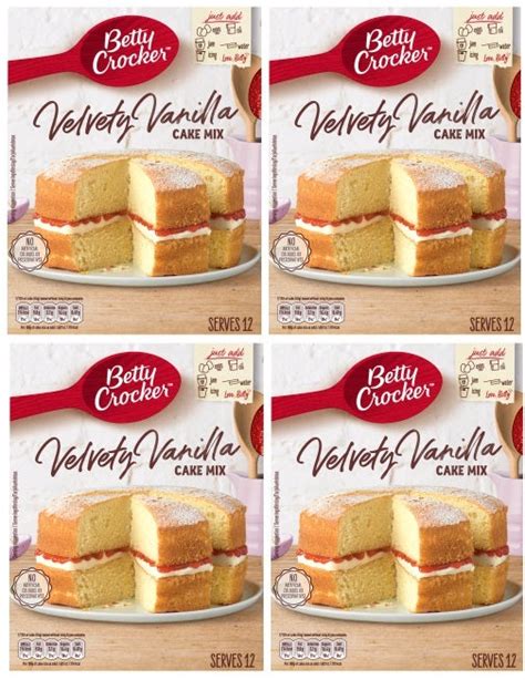 4 X Betty Crocker Velvety Vanilla Cake Mix 425g