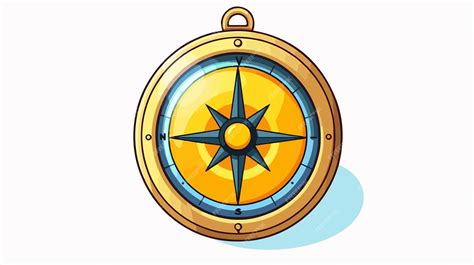 Premium Vector A Cartoon Drawing Of A Compass With A Yellow Top