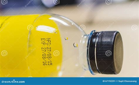 Manufacturing Date And Expiration Date On Transparent Bottle Stock