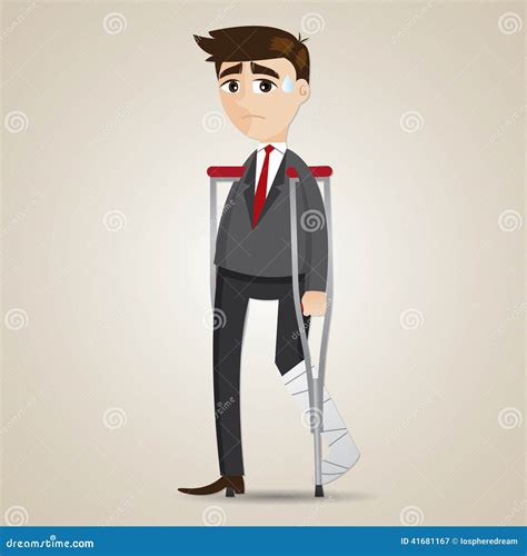 Cartoon Broken Leg Businessman With Crutch Stock Vector Image 41681167