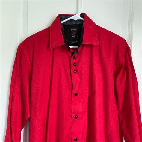 Mens Red Button Down Dress Shirt Gem