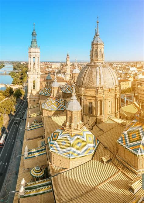 Zaragoza City From The Tower Of Our Lady Pilar Basilica And Ebro River