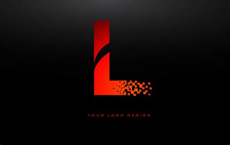 L Initial Letter Logo Design with Digital Pixels in Red Colors ...