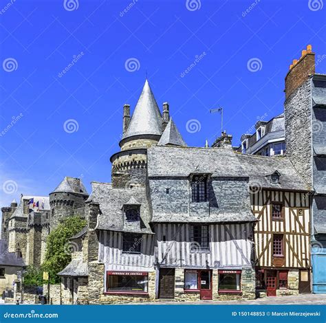 Vintage Architecture of Old Town with Chateau De Vitre in Background ...