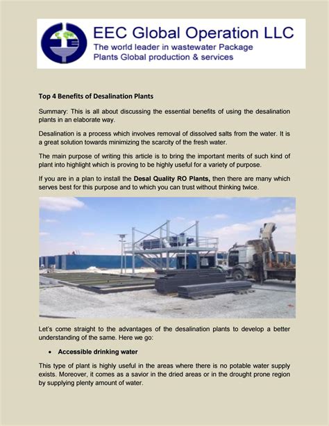 Top 4 Benefits Of Desalination Plants By SEO Projects Issuu