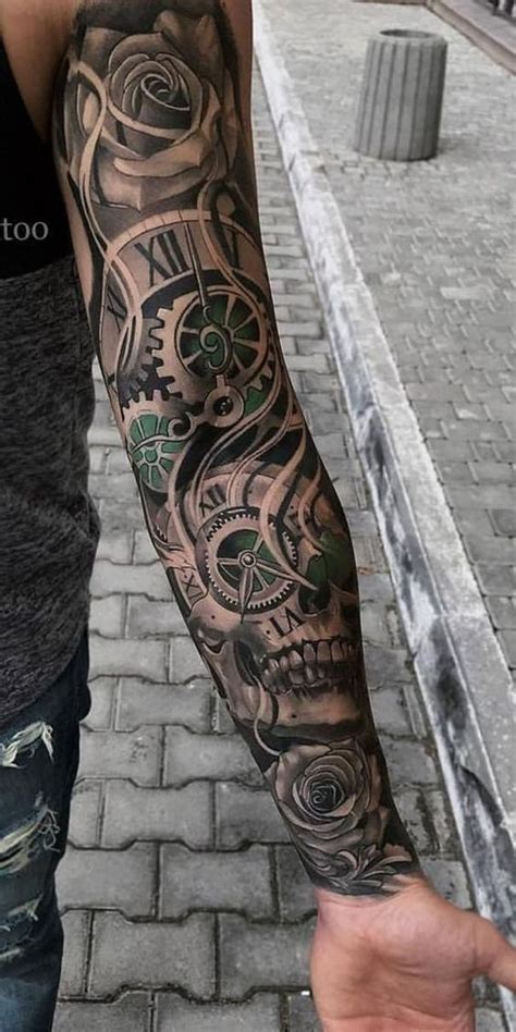 Clock Tattoo Designs Full Sleeve - Music Tattoo Ideas