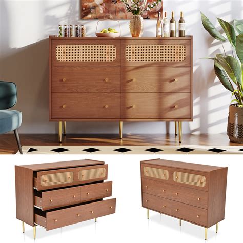 Cassettiera Con 6 Cassetti Credenza In Rattan Per Camere Da Letto E