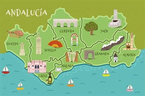 Mapa de andalucía con hitos Free Vector Freepik freevector viajes