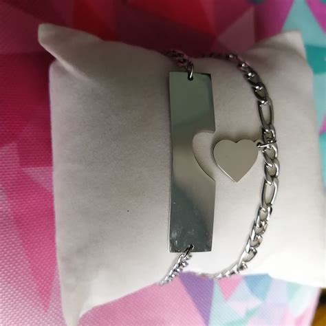 Pulseras De Acero Inoxidable Color Plata Para Parejas Novios Esposos